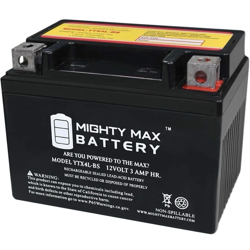 Mighty Max Battery, YTX4L-BS -‎ 12 Volt 3 AH, 50 CCA, Rechargeable Maintenance